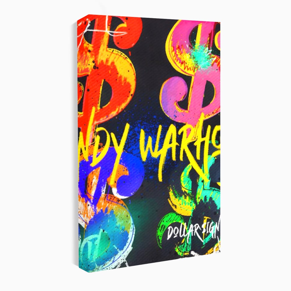Tablou canvas cu tablou canvas cu simboluri dollar colorate, fara rama, pe sasiu de lemn